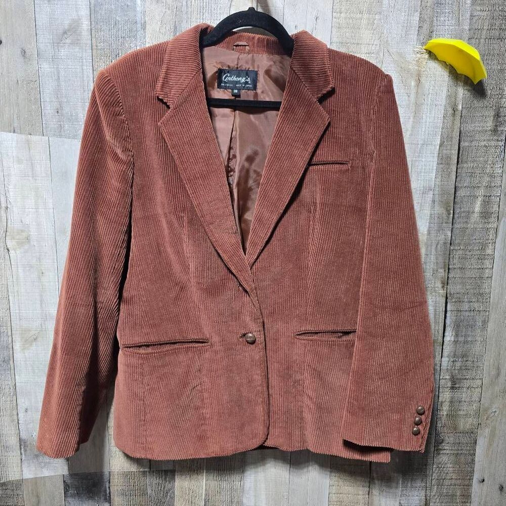 Anthony's Vintage Caramel Brown Corduroy Blazer Jacket 18 Fall Gorpcore Mature